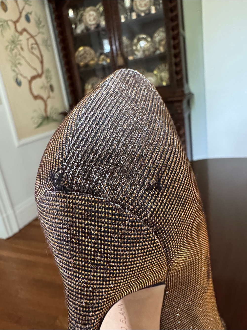 Manolo Blahnik Hangisi Silver Embellished Women's Pumps 37 - Picture 13 of 13